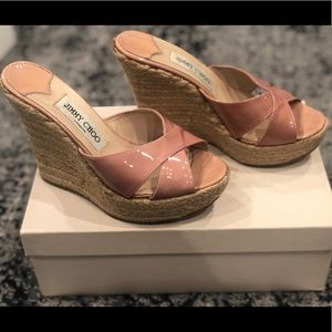 Jimmy Choo Patent Leather Wedge Sandal